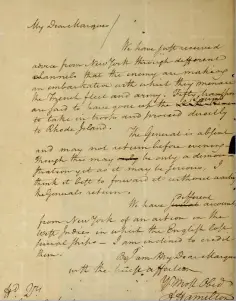  ??  ?? Ett brev från Alexander Hamilton till markisen av Lafayette som stals för över 70 år sedan har äntligen hittats.