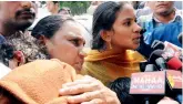  ??  ?? From left: Appalraju’s mother Mutyalamma and wife Anasuya addressing the media. —DC