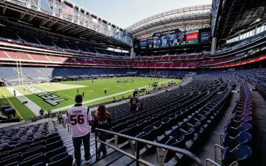  ?? Photos by Brett Coomer / Staff photograph­er ?? The pandemic kept capacity limited at NRG Stadium for Texans games last season. This year, it might just be the team’s expected middling play that keeps fans away.