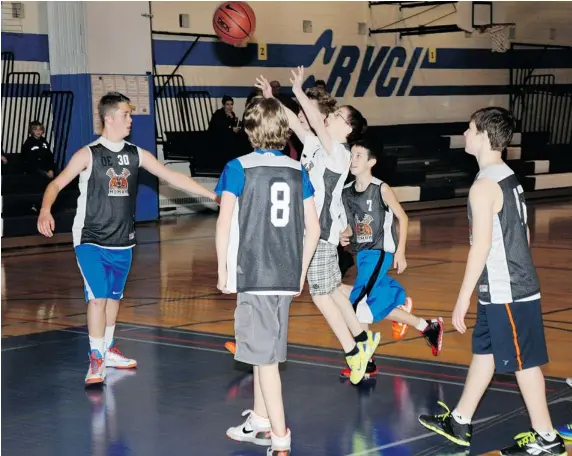  ?? MATTHEW GOURLIE/Moose Jaw Times-Herald ?? Jordan Angus from the Lakers takes a shot in Moose Jaw Minor Basketball Associatio­n action Saturday at Riverview Collegiate.