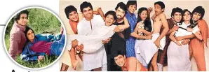  ?? Imaandaar ?? (From L to R) Rajan Sippy (extreme last), Karan Shah, Khushboo, Atlee Brar, Ruhan Kapoor (in blue), Neelam, Shekhar Suman, Farha flanked by three newcomers; (inset) With Farha at a photo shoot for the Prakash Mehra produced film