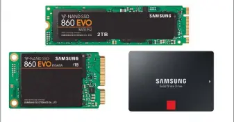  ??  ?? M.2-SSDS (oben) lassen sich per SATA oder PCIE im M.2-slot betreiben. msata-karten (unten links) benötigen ebenfalls einen eigenen Steckplatz. 2,5-Zoll-ssds (unten rechts) kommen per Kabel in die Sata-buchse.