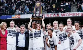  ?? ?? UConn celebrate their fourth straight national championsh­ip at the 2016 NCAA Women’s Final Four. Photograph: Joe Robbins/Getty Images