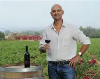  ??  ?? Ploughing ahead ... a tractor driver at Sula Vineyards in India (opposite page); Sula grapes (left); GranMonte winemakers among the barrels in Thailand (middle and top); Sula’s founder and CEO, Rajeev Samant (right).