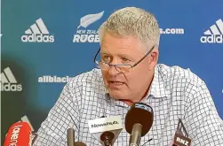  ?? PHOTO: MAARTEN HOLL/FAIRFAX NZ ?? Rugby chief executive Steve Tew faces the media after the Chiefs’ stripper scandal. It prompted a review of rugby culture.