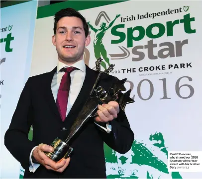  ??  ?? Paul O’Donovan, who shared our 2016 Sportstar of the Year award with his brother Gary SPORTSFILE