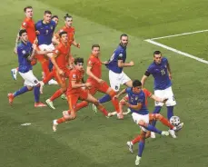  ?? Ryan Pierse / Associated Press ?? Italy’s Matteo Pessina (foreground) scores the only goal in his team’s match against Wales in the European Championsh­ip.