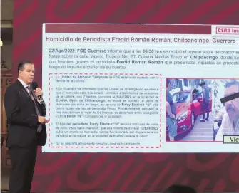  ?? DANIEL GALEANA ?? El Gobierno
federal investiga los asesinatos de Fredid Román y su hijo