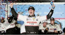  ?? ?? The Associated Press
Austin Cindric celebrates in Victory Lane after winning the NASCAR Daytona 500 auto race at Daytona Internatio­nal Speedway, Feb. 20, 2022, in Daytona Beach, Fla.