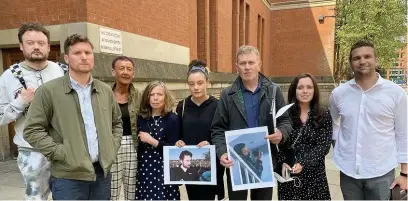  ??  ?? ●Family and friends of Louis McGovern outside court