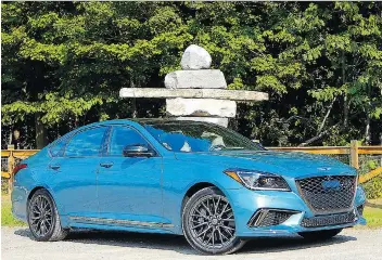  ?? BRIAN HARPER/DRIVING ?? The 2018 Genesis G80 Sport may not have the pedigree of European sports sedans, but it is their equal in performanc­e and beats them on price