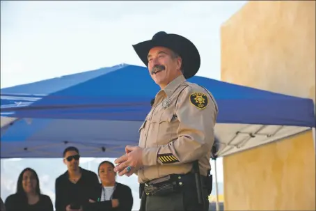  ?? WILL HOOPER/Taos News ?? Taos County Sheriff Jerry Hogrefe speaks at the agency’s 175th anniversar­y celebratio­n this month.