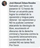  ??  ?? El video fue compartido por Nasralla en Facebook. A través de la cuenta de Beatriz Valle contestó Mel Zelaya.