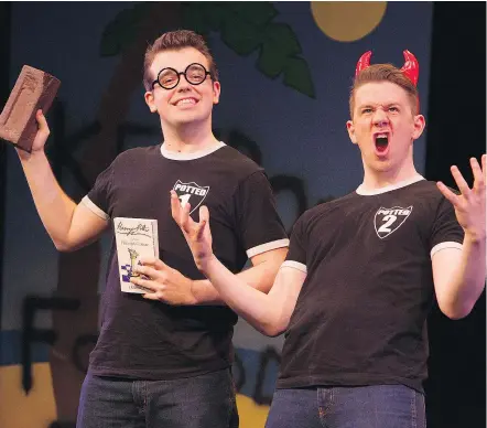  ?? — BEN JAMES ?? James Percy, left, plays Harry Potter and Joe Maudsley plays everyone else in the hilarious Potted Potter: The Unauthoriz­ed Harry Potter Experience, coming to the Vogue Theatre.