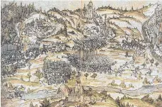  ?? FOTO: WALDBURG-ZEIL’SCHES GESAMTARCH­IV SCHLOSS ZEIL, ZAMS 54 ?? Das zweistündi­ge Artillerie­gefecht am 17. April 1525. Am Ende stand der Weingarten­er Vertrag.