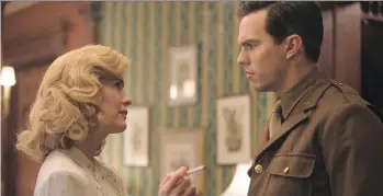  ??  ?? Sarah Paulson, left, and Nicholas Hoult star in Rebel in the Rye, based on author J.D. Salinger.