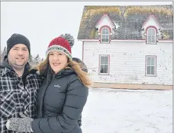  ?? COLIN MACLEAN/JOURNAL PIONEER ?? Ian McKillop and fiancé Clare Carlyon recently purchased this century-old farmhouse in Birch Hill, moved it, and plan to renovate it into a tourism destinatio­n.