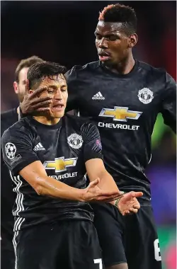  ?? GETTY IMAGES ?? Facing up to it: Alexis Sanchez (left) and £89million Paul Pogba, two of Manchester United’s most expensive talents, show their frustratio­n in a flat first leg