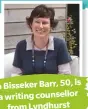  ??  ?? Jo Bisseker Barr, 50, is a writing counsellor­from Lyndhurst