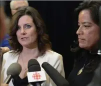  ?? JUSTIN TANG, THE CANADIAN PRESS ?? Quebec Justice Minister Stephanie Vallee, left, and federal Justice Minister Jody Wilson-Raybould, right, speak to reporters Friday.