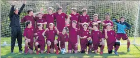  ?? PHOTO / JUC IMAGES. ?? Back row standing Rudy Sas ( Coach ) Jayden Purcell , Ben Hennessy , Konnah Sas, Dylan Gibson, Reegan Green , Sam Malone . Ethan Baker , Rua Dalleston Jo Burrell Steve Green (manager) . Front Rahira Parker, Jack Matich , Bailey Church , Mason Mouat. Hamish Brown , Jamie Grey , Conor Tuohy-Gibb , Yusuf Kaya.