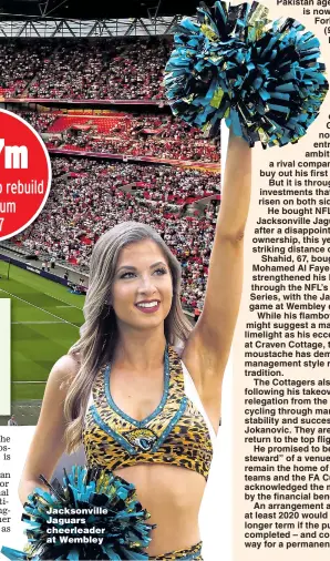  ??  ?? Jacksonvil­le Jaguars cheerleade­r at Wembley