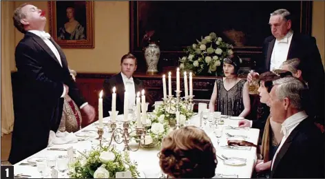  ??  ?? My lord! A disapprovi­ng look from Carson the butler as the Earl of Grantham vomits blood at the dinner table
1