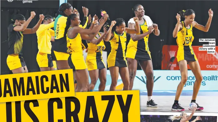  ?? ?? The Jamaican team celebrates victory with a dance.