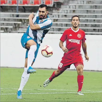  ?? FOTO: EFE ?? Borja Iglesias marcó su primer gol con el Espanyol ante el Richmond El ‘Panda’ ha acabado la pretempora­da con tres, como Darder