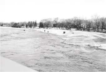  ?? CITY OF OTTAWA ARCHIVES ?? An inquest into the accident on the Rideau River on March 7, 1974 revealed few safety measures were in place for Rémi Hotte, Sylvio Desjardins and Gaston Joly — all of whom drowned when their boat capsized during ice-blasting. Two workers, Bernard Beaudry and Thomas Allain, survived the capsizing.