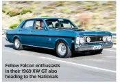  ??  ?? Fellow Falcon enthusiast­s in their 1969 XW GT also heading to the Nationals