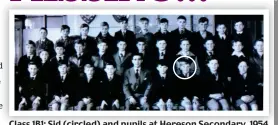  ?? ?? Class 1B1: Sid (circled) and pupils at Hereson Secondary, 1954