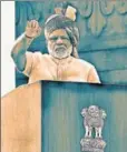  ??  ?? Prime Minister Narendra Modi addresses the nation at the Red Fort HINDUSTAN TIMES