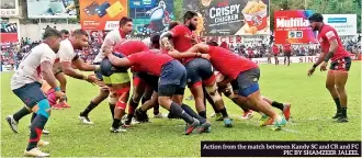  ?? PIC BY SHAMZEER JALEEL ?? Action from the match between Kandy SC and CR and FC