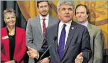  ?? DAULTON VENGLAR ?? U.S. Rep. Michael McCaul, R-Texas, speaks about regulation­s that small businesses face in Texas at a news conference last week at the state Capitol.