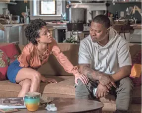  ?? MATT DINERSTEIN/SHOWTIME ?? Jerrika (Tiffany Boone) and Brandon (Jason Mitchell) navigate life on the South Side of Chicago in Showtime’s “The Chi.”