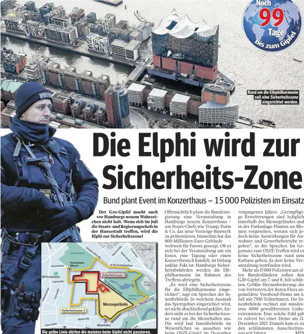  ??  ?? Rund um die Elbphilhar­monie soll eine Sicherheit­szone eingericht­et werden.