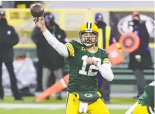  ?? DYLAN BUELL/GETTY IMAGES ?? Veteran quarterbac­k Aaron Rodgers of the Green Bay Packers has a unique blend of quick release and arm strength.