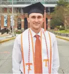  ?? COURTESY OF BROOKS LEFTWICH ?? Brooks Leftwich graduated from UT Knoxville with a Bachelor of Science degree in mechanical engineerin­g in May. He is working for UT as he waits to begin his postponed Fulbright teaching position in Taiwan.