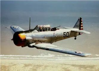  ?? ?? The Texan soldiered on well into the 1950s as a trainer but finally got into combat in Korea as the “Mosquito” performing Forward Air Control duties for fighter bombers and artillery.