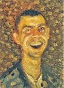  ??  ?? In Richard Gerstl’s oil painting “Self-Portrait, Laughing,” from 1907, he seems to give himself a manic look.