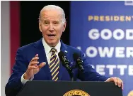  ?? The Associated Press ?? ■ President Joe Biden speaks about the economy to union members on Wednesday at the IBEW Local Union 26 in Lanham, Md.