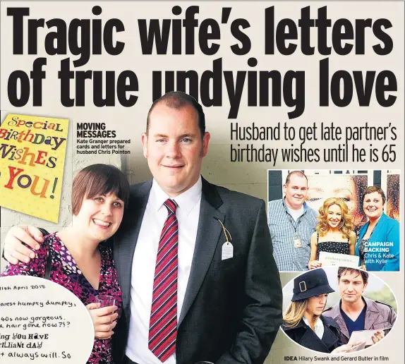  ??  ?? MOVING MESSAGES Kate Granger prepared cards and letters for husband Chris Pointon