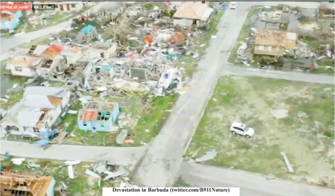  ??  ?? Devastatio­n in Barbuda (twitter.com/B911Nature)