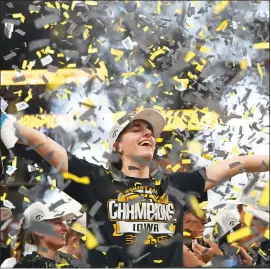  ?? THE ASSOCIATED PRESS FILE ?? Iowa guard Caitlin Clark celebrates after an overtime win against Nebraska in the final of the Big Ten women’s tournament, Sunday, March 10, 2024, in Minneapoli­s.