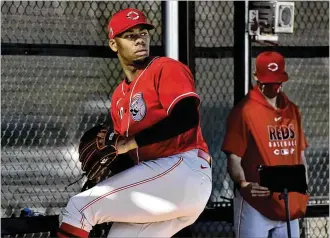  ?? CINCINNATI REDS ?? Top pitching prospects Hunter Greene (pictured) and Nick Lodolo front the rotation after the team used first-round picks on them in 2017 and ’19, respective­ly. We’ve seen pitchers jump from Double-A to the Reds before, so it bears watching how Greene and Lodolo perform early.