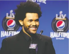  ?? Perry KNOTTS / HANDOUT PHOTO VIA USA TODAY SPORTS ?? The Weeknd, raised in Scarboroug­h, Ont., by his mother and grandmothe­r, becomes the first Canadian to perform halftime at a Super Bowl since Shania Twain in 2003.