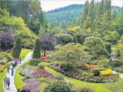  ?? Photograph­s by Sara Lessley ?? “SUNKEN GARDEN” at Butchart Gardens outside Victoria, Canada. The gardens are in what used to be a limestone quarry.