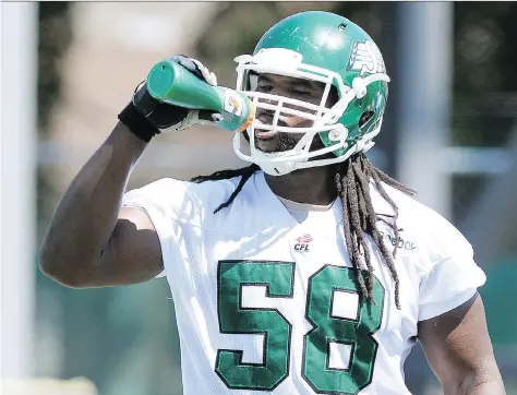  ??  ?? Saskatchew­an Roughrider­s’ Xavier Fulton, shown in a file photo, is hoping to return to the lineup Friday against the host Edmonton Eskimos.