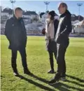  ??  ?? INSPEKSJON: Fredag var Nils Fisketjønn fra NFF (til v.) på besøk på Brann Stadion. Her med daglig leder i Brann Vibeke Johannesen og sportssjef Rune Soltvedt.